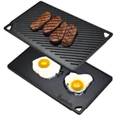 Bruntmor plancha reversible 2 en 1 con superficie pre-sazonada para cocinado uniforme
