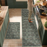 BSICPRO alfombra-cocina 24x70-corredor ofrece cobertura amplia y diseño vintage verde.