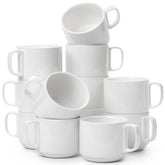 BTaT tazas de porcelana apilables, acabado blanco brillante para desayunos