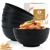 Busokip tazones trigo 60onzas grandes set 6 negro: ideales para servir ensaladas abundantes.
