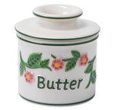 Butter Bell cerámica original con rosas en relieve para una mesa elegante.