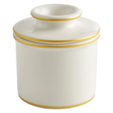 Butter Bell Le Bistro blanco con borde dorado para servir mantequilla suave en la mesa
