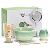 Set Buucup de matcha con gradiente verde para ceremonia serena