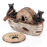Cabin Obsession posavasos oso negro en canoa, hecho a mano para mesas