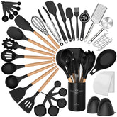 CACOLES set de utensilios de silicona 43 piezas sobre encimera, ideal para cocinar sin rayar.