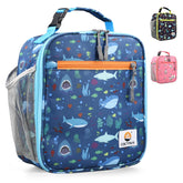 CaCTOUR Lunch Box Kids Shark, vista frontal, ideal para mantener la comida fresca en la escuela.