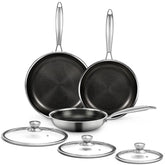 Sartén CADIVIZZO antiadherente con panales hexagonales y tapas, cocina fácil y limpia.