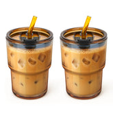 Cafezi taza de cristal 13 onzas con tapa, ideal para café helado en casa.