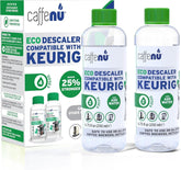 Caffenu Keurig desincrustante en dos botellas para limpieza profunda.