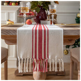 Caflife Camino de mesa navideño con borlas, textura elegante para la mesa.