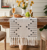 Caflife corredor de mesa boho, algodón natural, ideal para comedores modernos.