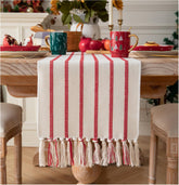 Caflife corredor de mesa navidad rojo algodon lino decoracion festiva para la cena.