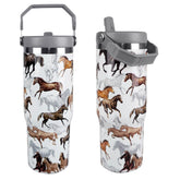 Vaso cahduenx 30 onzas con mango de paja y caballo estampado, ideal para uso diario
