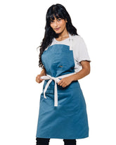 Caldo delantal de cocina en algodón diario azul vintage protege la ropa