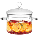 Calorcristo olla de vidrio 2l con tapa corazón, visual claro para ver la cocción.
