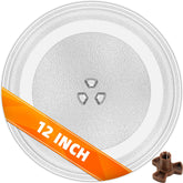 CALPALMY plato de vidrio para microondas de 12 pulgadas, compatible y seguro para alimentos.