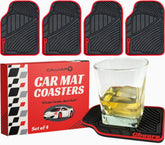 CALUVAR posavasos para coche rojos 6x4in protegen superficies y evitan manchas