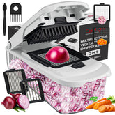 Cortador Cambom con contenedor y 8 hojas para picar verduras con precisión.