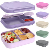 Caperci Bento apilable con 4 compartimentos y utensilios integrados para almuerzos rápidos.