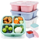 Caperci contenedores bento cuatro compartimentos, colores vibrantes para comidas equilibradas y fáciles de empacar.