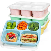 Caperci 4-pack de contenedores bento con 5 compartimentos para comidas equilibradas.