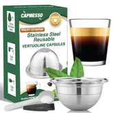 CAPMESSO capsula cafe para VertuoLine en acero inoxidable, reutilizable y sin residuos