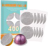 CAPMESSO tapa de aluminio para VertuoLine 63 mm, 400 unidades, reutilizable y reciclable.
