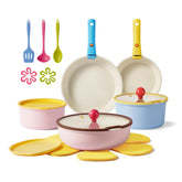 CAROTE-juego-ollas-ceramicas-20-piezas-mango-desmontable facilita almacenamiento compacto.