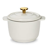 CAROTE olla mini esmaltada 2qt, vista frontal con tapa, ideal para guisos pequeños.