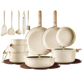 CAROTE set 25 piezas: ollas y sartenes cerámicas con antiadherente para cocinar sin pegar.