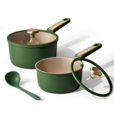 CAROTE set de sartenes 2QT y 2.5QT con tapa y cucharón, uso diario seguro