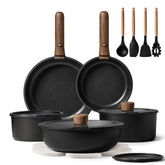 Conjunto CAROTE con mango desmontable para optimizar el almacenamiento en la cocina.
