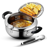 Olla para tempura Cawayo de acero 304, 9,4 pulgadas, ideal para fritos crujientes