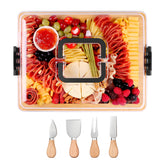 CAWIU tablero charcutería con tapa y asa, ideal para viajar seguro