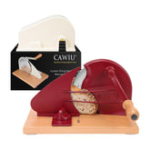 CAWIU Cortador de pan manual con ajuste de espesor para rebanadas uniformes.