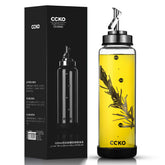 ccko botella de aceite de oliva en vidrio borosilicato, resistente y claro para cocina.