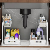 Ceetug organizadores bajo lavabo, dos estantes deslizantes: facilita el acceso a productos de limpieza.