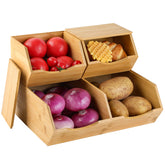 CENCODE cajas despensa bambú apilables con tapa para ahorro de espacio.