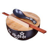 Cereal Bowls, tazón ramen japonés con tapa y cuchara para servir caliente