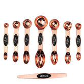 CH1EF: juego de cucharas magnéticas rosado-oro para medición precisa y apilable.