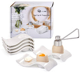 Conjunto de tazas para huevos ChasBete en porcelana blanca, diseño elegante.