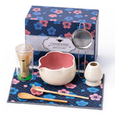 ChaseWind tazón cerámico floral, ideal para ritual de matcha con toque elegante
