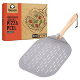 Chef Pomodoro paleta de pizza con cabeza rectangular de aluminio para pizzas crujientes.