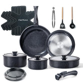 Chef Power juego cerámico antiadherente de 19 piezas para cocinar y almacenar con facilidad.