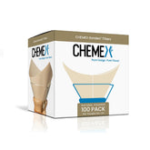 Chemex filtro unido natural cuadrado 100 unidades, empaque exclusivo para consistencia.