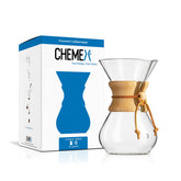 Chemex cafetera de vidrio clasico lista para usar, empaque exclusivo para seis tazas