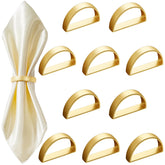 CHENGU aros para servilleta dorado mate en forma de semicírculo.