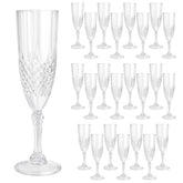CHICERA: vasos-champagne-plástico-blanco 24-unidades, elegantes para bodas y fiestas.