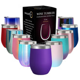 CHILLOUT LIFE vaso vino 12oz morado con tapa, ideal para exterior