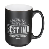Taza Christian Art Gifts con versículo Joshua 1:9 para papá, ideal para iniciar la mañana con café
